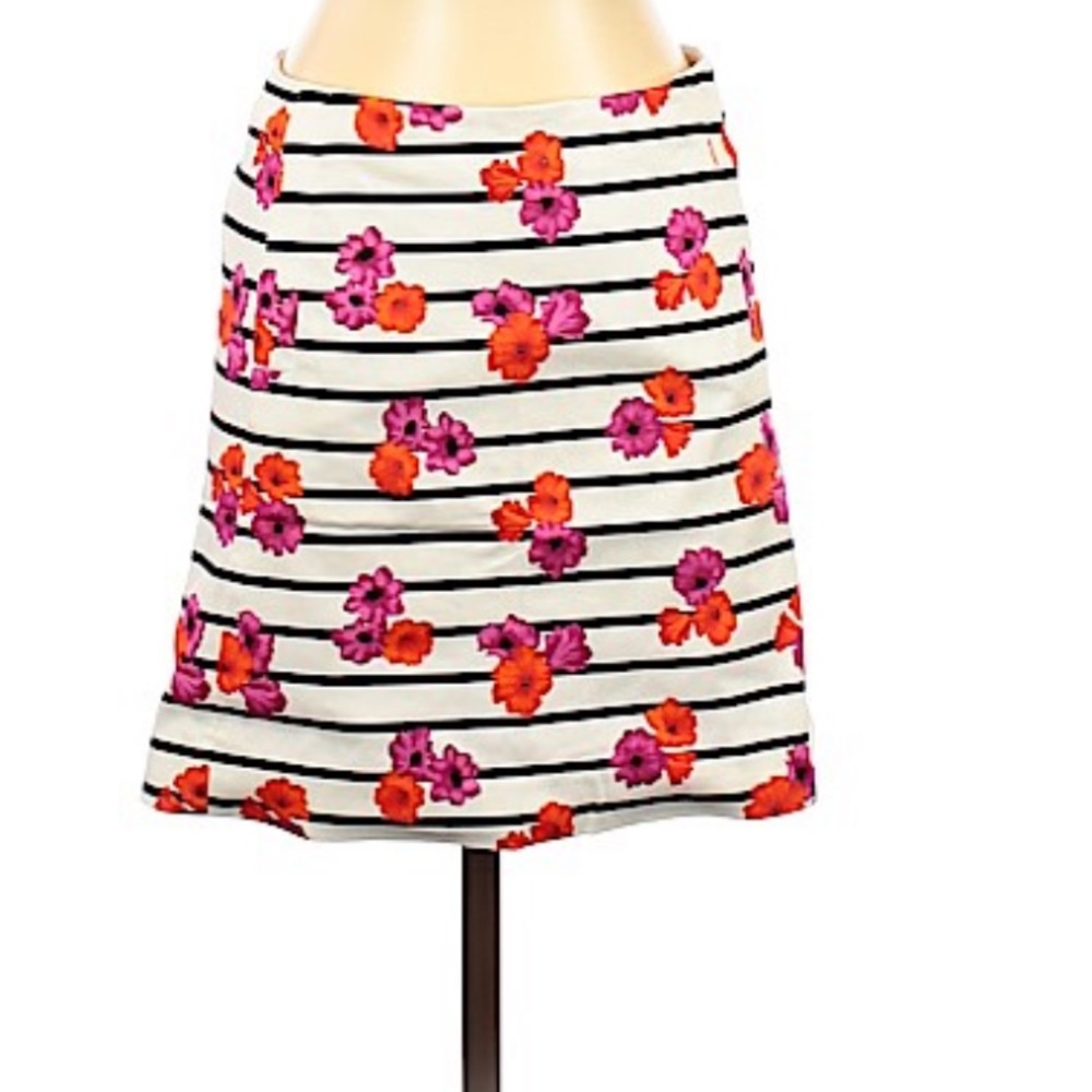 J. Crew Mini Skirt Floral Stripes Purple/Orange Flowers Size 00 (fits like 0)